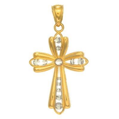 Two-Tone Cross Pendant in 14K Gold
