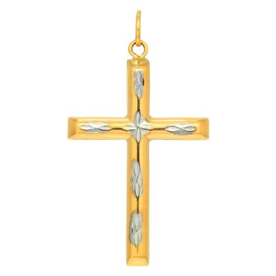 Two-Tone Cross Pendant in 14K Gold