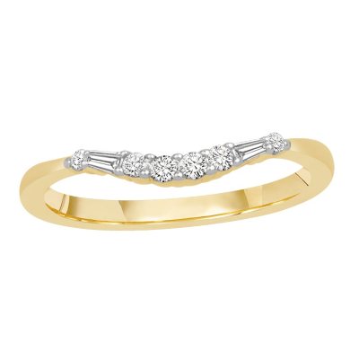 0.15 ct. t.w. 14K Yellow Gold Contour Band with Round and Baguette Diamonds (H-I, I1)
