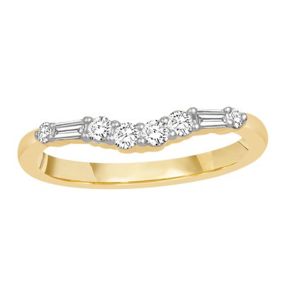 0.33 ct. t.w. 14K Yellow Gold Contour Band with Round and Baguette Diamonds (H-I, I1)