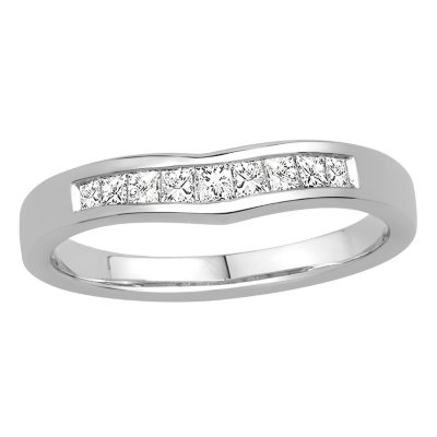 0.25 ct. t.w. 14K White Gold Ring Wrap with Princess Cut Diamond in Invisible Setting (H-I, I1)