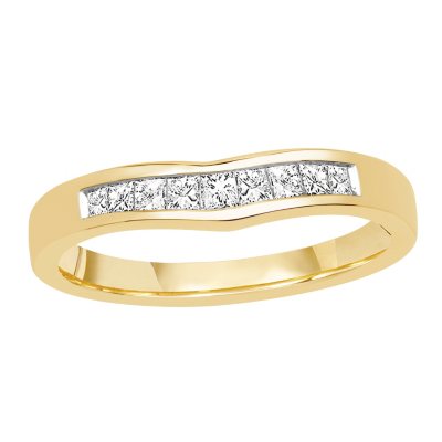 0.25 ct. t.w. 14K Yellow Gold Ring Wrap with Princess Cut Diamond in Invisible Setting (H-I, I1)