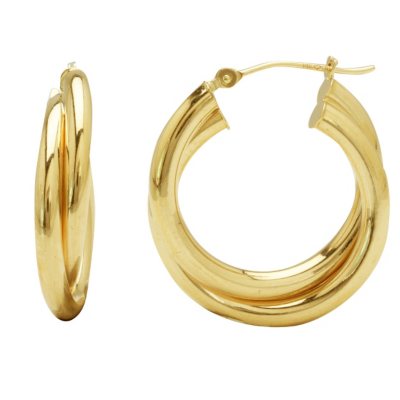 2.8 x 23mm Double Hoop Earrings in 14K Yellow Gold