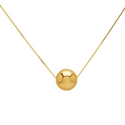12mm Bead Pendant on 18" Box Chain in 14K Yellow Gold
