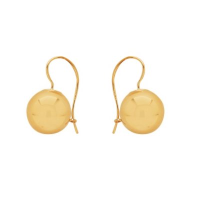 12mm Bead Earrings in 14K Yellow Gold