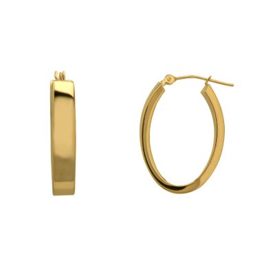 Oval-Shaped Hoop Earrings in 14K Yellow Gold