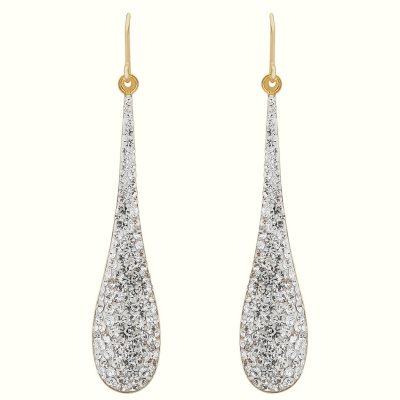 Love, Earth Genuine Swarovski Crystal Teardrop Earrings in Sterling Silver and 14K Yellow Gold