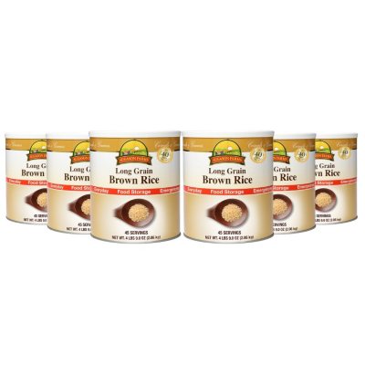 Augason Farms Long Grain Brown Rice - 6 pk.