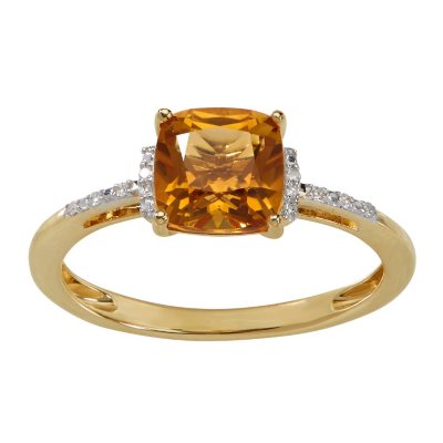 7 mm Citrine and Diamond Accent Ring in 14K Yellow Gold