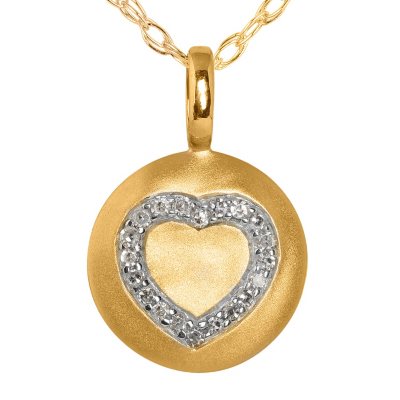 Diamond Heart Disc Pendant in 14K Yellow Gold