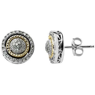 0.20 ct. t.w. Diamond Birthstone Earrings in Sterling Silver and 14K Yellow Gold