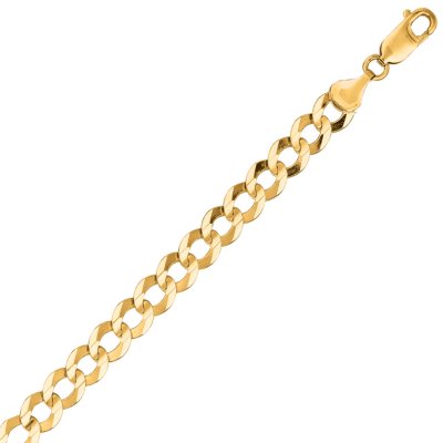 14K Yellow Gold Solid Curb Link Bracelet - 8.5