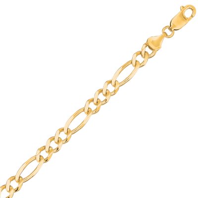 14 Karat Yellow Gold Solid Figaro Link Bracelet - 8.5"