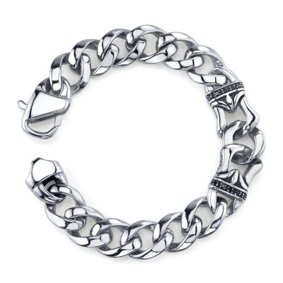 Stainless Steel 0.20 ct. t.w. Treated Black Diamond Bracelet