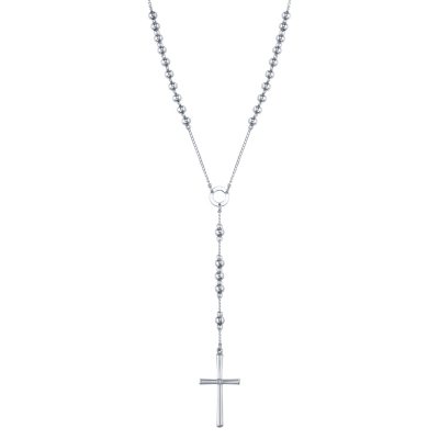 25" Stainless Steel Diamond Accent Rosary