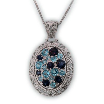 Iolite and Blue Topaz Pendant in Sterling Silver