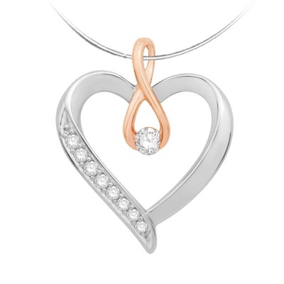0.12 CT. TW. Radiant Love Pendant In 14K Rose Gold and Sterling SIlver