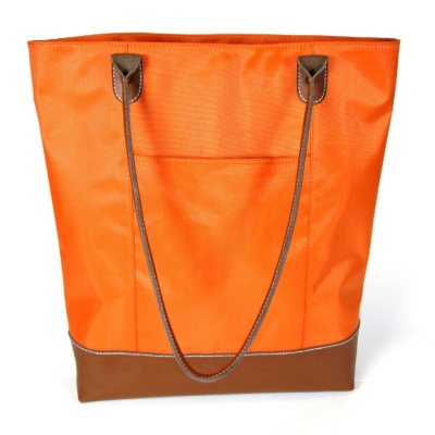 Wilson's Leather Carry All Leather Trimmed Foldable Nylon Tote - Orange