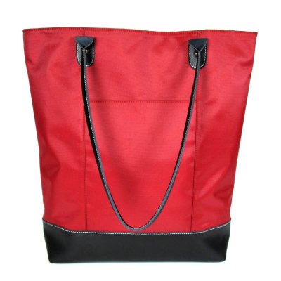 Wilsons Leather Carry All Leather Trimmed Foldable Nylon Tote - Red