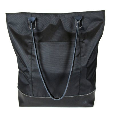 Wilsons Leather Carry All Leather Trimmed Foldable Nylon Tote - Black