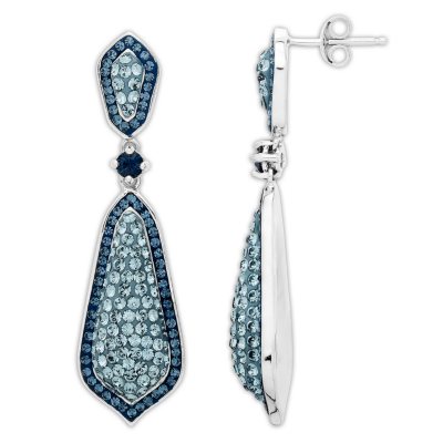 Swarovski Blue Crystal Fade Earrings in Sterling Silver