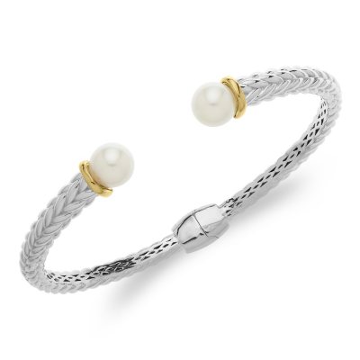 8mm Freshwater Pearl Bangle in Sterling Silver