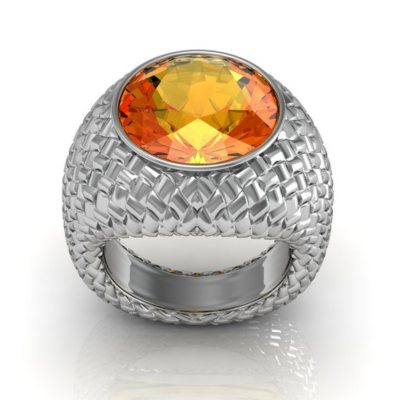 Sterling Silver and Citrine Woven Ring 