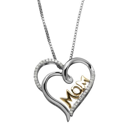 Diamond Mom Pendant in Sterling Silver and 14K Yellow Gold (.10 ct. t.w., H-1, I1)