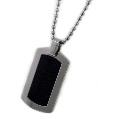 Stainless Steel and Carbon Fiber Dog Tag - 24"