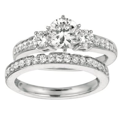1.30 ct. t.w. Round-Cut Diamond Bridal Set 14k White Gold (I, I1) 