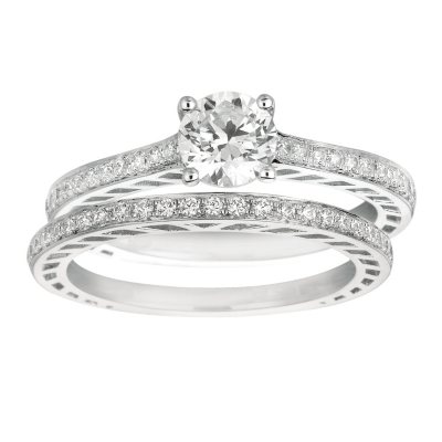 0.85 ct. t.w. Round-Cut Diamond Bridal Set 14k White Gold (I, I1) 