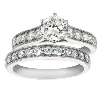 1.65 ct. t.w. Round-Cut Diamond Bridal Set 14k White Gold (I, I1)