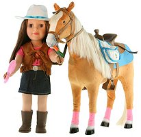Paradise Horses Doll & Horse Playset - Brunette & Brown Horse