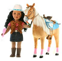 Paradise Horses Doll & Horse Playset - Black Hair & Blonde Horse