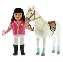 Paradise Horses Doll & Horse Playset - Brunette & White Horse