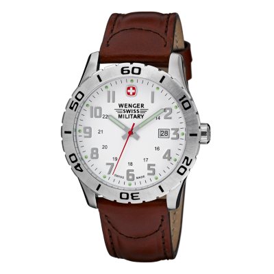 Wenger Swiss Military Grenadier Watch - White Dial Brown Strap