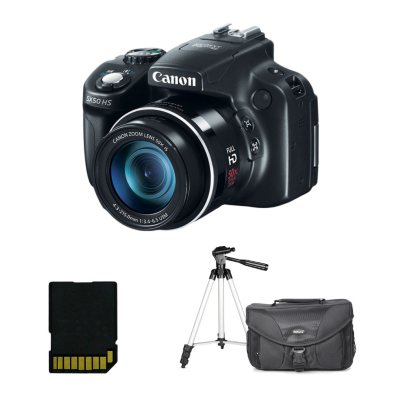 Canon SX50 12.1MP Digital Camera with 50x Optical Zoom, Including Bonus Bag, Tripod, and 8GB Card
