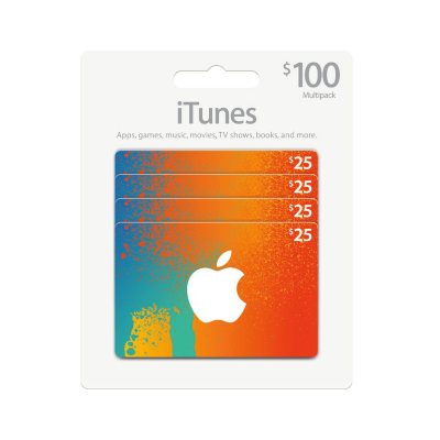 $100 iTunes Gift Card Multipack, 4x$25