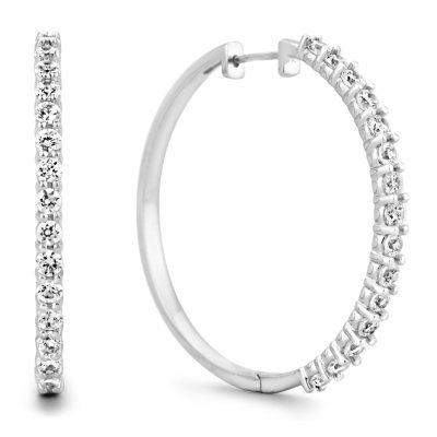1 CT. TW. Diamond Hoop Earrings in 14K White Gold (H-I, I1)      