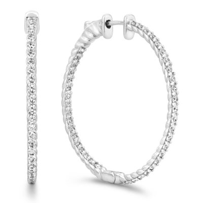 3 CT. TW. Diamond Hoop Earrings in 14K White Gold (H-I, I1)      