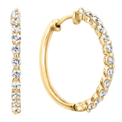 1 CT. TW. Diamond Hoop Earrings in 14K Yellow Gold (H-I, I1)      