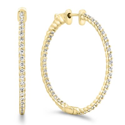 2 CT. TW. Diamond Hoop Earrings in 14K Yellow Gold (H-I, I1)      