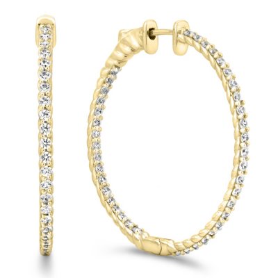 3 CT. TW. Diamond Hoop Earrings in 14K Yellow Gold (H-I, I1)      