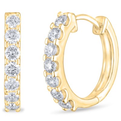 .46 CT. TW. Diamond Hoop Earrings in 14K Yellow Gold (H-I, I1)      