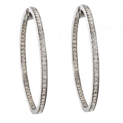 2.50 CT. T.W. Diamond Inside-Out Hoop Earrings in 14K White Gold (I, I1)