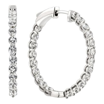 1.45 CT. TW. Diamond Hoop Earrings in 14K White Gold (H-I, I1)      