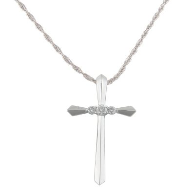 0.13 ct. t.w. Diamond Cross Pendant in 14K White Gold (H-I, I1)