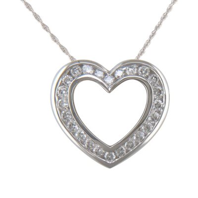 0.20 ct. t.w. Diamond Heart Pendant in 14K White Gold (H-I, I1)
