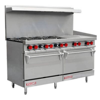 Vulcan V60F-2 60" Propane Gas 6 Burner Range with 24" Griddle and 2 Ovens