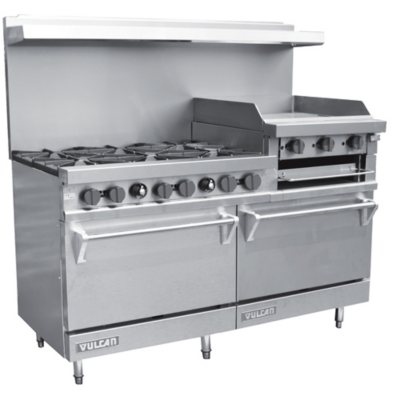 Vulcan V260N 60" Natural Gas Range with 6 Burners 2 Ovens and 24" Griddle/Broiler
